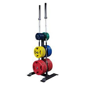 Body Solid Olympic Bumper Plate Tree 2 Bar Holder Rack GWT56